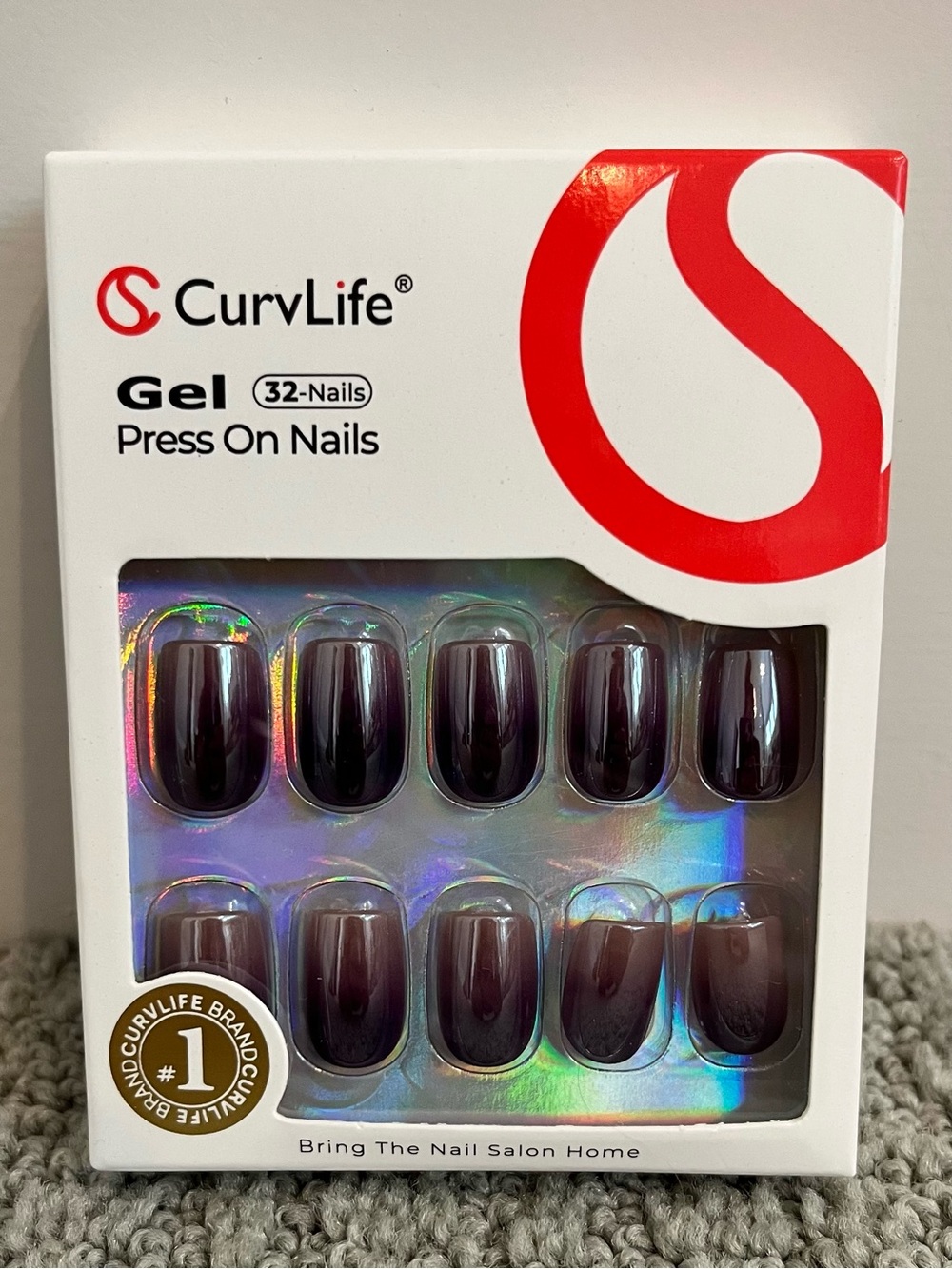 🩷 Gel Press-On Nails in Deep Plum - 32 Pack